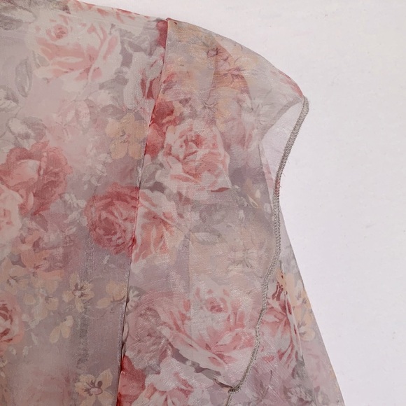 L.O.V.E. Is For Eternity Organza Bishop Sleeves Floral Ruffle Blouse - Picture 6 of 6